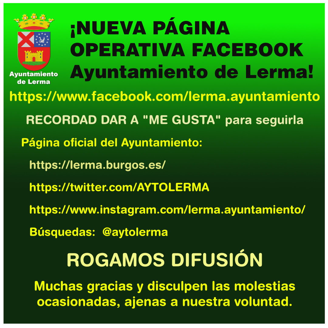 Información de la nueva página Facebook del Ayuntamiento de Lerma